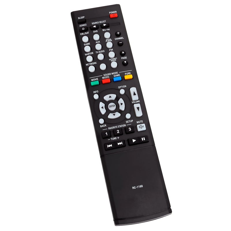 AULCMEET جهاز تحكم عن بُعد RC-1168 بديل متوافق مع جهاز استقبال Denon AV RC-1181 RC-1196 AVR-E300 AVR-E300P AVR-1612 AVR-1613 AVR-1713 AVR-E400 AVR-S710W AVR-X1100W AVR-S500BT RC-1170 RC-1183 RC-1157 RC-1156 - Image 2